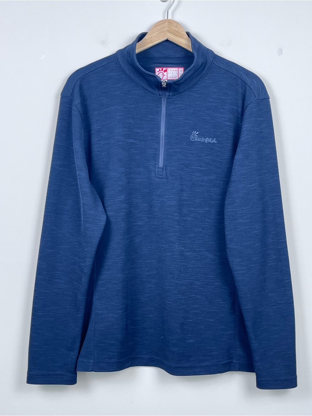 Chick-fil-a Wome's Team Style Heathered Blue 1/4 Zip Pullover Shirt Size XL